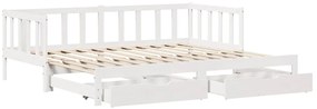 Sofá-cama com gavetão e gavetas sem colchão 90x200 cm branco