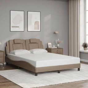 vidaXL Estrutura cama cabeceira 120x200 cm couro artificial cappuccino