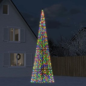 vidaXL Árvore de Natal LED no mastro 1534 LEDs coloridos 500 cm