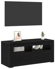 Gabinete de TV vidaXL com LED Preto Carvalho 90x35x40 cm Madeira engen