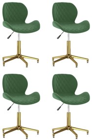 vidaXL Cadeiras de jantar giratórias 4 pcs veludo verde-escuro
