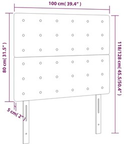 Cabeceira cama c/ luzes LED veludo 100x5x118/128cm cinza-claro