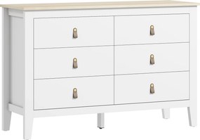 HOMCOM Cómoda de 6 Gavetas Cómoda para Dormitório com Puxadores de PU 120x40x78 cm Branco | Aosom Portugal