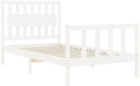 Cama sem colchão 100x200 cm madeira de pinho maciça branco