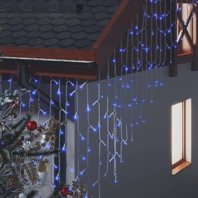 Cortina luzes pingente gelo 10 m 400 LED 8 funções azul