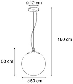 Candeeiro escandinavo em vidro opalino 50cm - Bola 50 Moderno