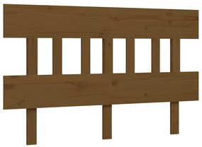 Estrutura cama cabeceira 140x190 cm madeira maciça castanho-mel