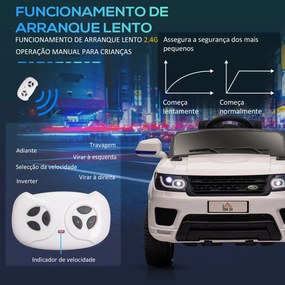 Carro Elétrico SUV para Crianças de 3-6 Anos Carro de Bateria 12V com 2 Motores Controlo Remoto Faróis Buzina Bluetooth Música USB e Abertura de Porta