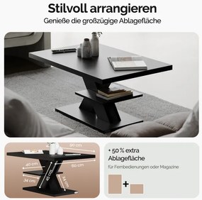 Mesa de centro Detroit  90x60x45cm Preta