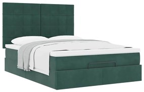 Estrutura cama otomana colchões 140x200 cm veludo verde escuro