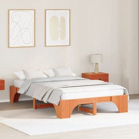 Cama de Madeira Castanho Encerado Madeira maciça 140 x 190 cm
