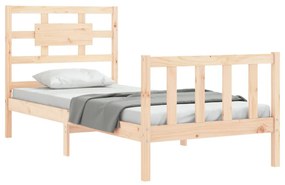 Estrutura de cama com cabeceira 90x200 cm madeira maciça