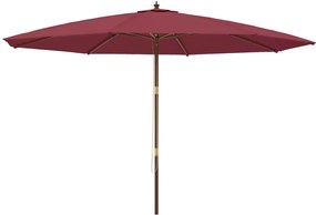 Guarda-sol de jardim c/ poste madeira 400x273 cm bordô
