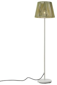Candeeiro de pé para exterior branco com abajur de corda verde IP44 / IP54 - Virginia Jayla Japandi