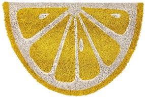 Tapete de entrada com forma de limão em fibra de coco amarela 40 x 60 cm IJEN Beliani