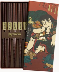 Pauzinhos de bambu Ukiyoe, 5 pares