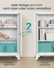 Armário arquivo escritório 40,2 x 60,1 x 99 cm com fechadura e 2 portas branco mate