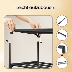 Sapateira com 3 níveis metálica  30 x 116 x 55 cm para sapatos preta