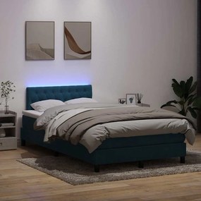 Cama com molas/colchão 120x210 cm veludo azul-escuro