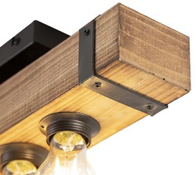 LED Candeeiro de tecto industrial madeira aço 4-lâmpadas-WiFi A60 - REENA Industrial