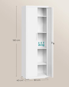 Armário para arquivo com 5 níveis 40 x 60 x 180 cm branco