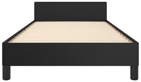 Estrutura de cama c/ cabeceira couro artificial 80x200 cm preto