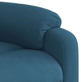 Poltrona de massagens reclinável elétrica veludo azul