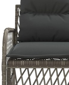 2 pcs conjunto sofás de jardim c/ almofadões vime PE cinzento