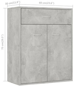 Aparador 60x30x75 cm contraplacado cinzento cimento