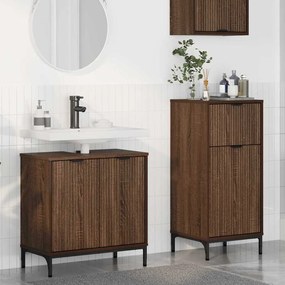 vidaXL Conjunto de Móveis para Banheiro Xadrez 2 pcs Carvalho castanho