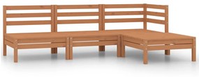 vidaXL 4 pcs conjunto lounge de jardim pinho maciço castanho mel