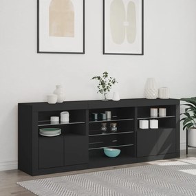Aparador com luzes LED 181,5x37x67 cm preto