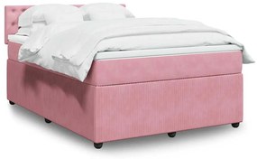 Cama com molas/colchão 160x200 cm veludo rosa