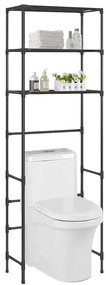 Estante com 3 prateleiras p/ casa de banho 53x28x169 cm preto