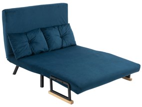 Sofá Cama Sofá Convertível em Cama de 2 Lugares Dobrável com Encosto Ajustável em 5 Níveis e 2 Almofadas 102x73x81 cm Azul