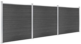 Conjunto de painel de vedação WPC 526x186 cm preto