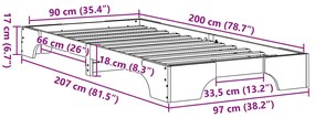 Estrutura de Cama Castanho Encerado Madeira 90 x 200 cm Simples
