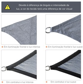 Vela de Sombra Retangular 4x6 m Toldo Vela de HDPE com Anéis de Aço In