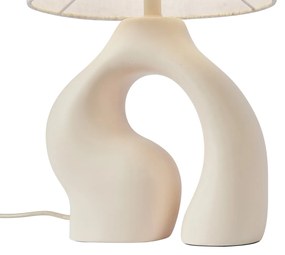 Candeeiro de Mesa Japandi Bege com Abajur de Linho - Dahlia Japandi