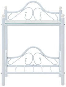 Mesas cabeceira 2 pcs aço e vidro temperado 45x30,5x60cm branco