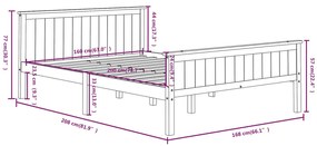 Estrutura de cama 160x200 cm pinho maciço cinzento
