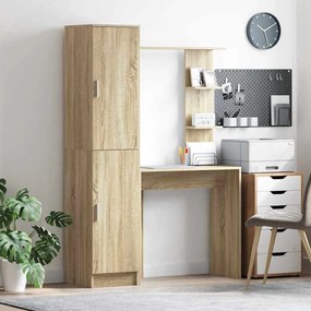 vidaXL Mesa com Armazenamento com prateleira 2 pcs Carvalho Sonoma