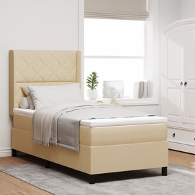 Cama Box com Colchão vidaXL Creme 100x200 cm em Tecido