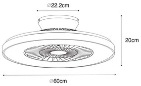 LED Ventilador de teto inteligente prateado com efeito estrela regulável - Climo Moderno