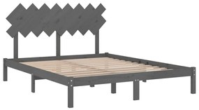 Estrutura de cama 160x200 cm cinzento madeira maciça