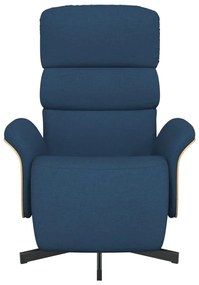 Cadeira reclinável c/ apoio de pés tecido azul