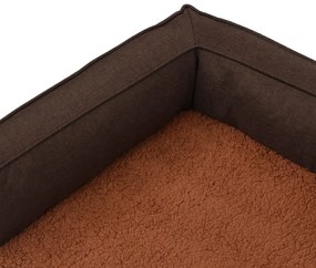 Cama para cães ergonómica 60x42cm aspeto linho pelúcia castanho