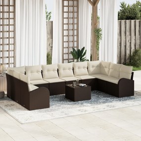 Conjunto de Sofá de Jardim vidaXL de 10 Peças com Almofadas Cinza Poli