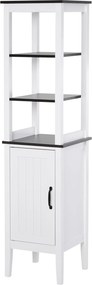 HOMCOM Móvel de Banheiro Alto e Estreito, Móvel para Banheiro Salva-Espaço com 3 Prateleiras Abertas, Prateleira Regulável, para Lavanderia, 40x38x162.5 cm, Branco | Aosom Portugal