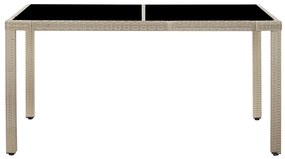7 pcs conjunto jantar exterior com almofadões vime PE bege